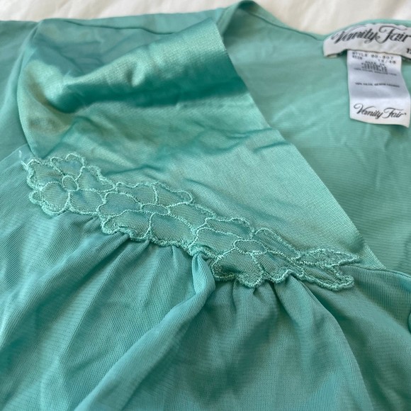 Vanity Fair Women Pant V-Neck Short Sleeve pajama set Teal blue 1X plus size - Picture 7 of 8